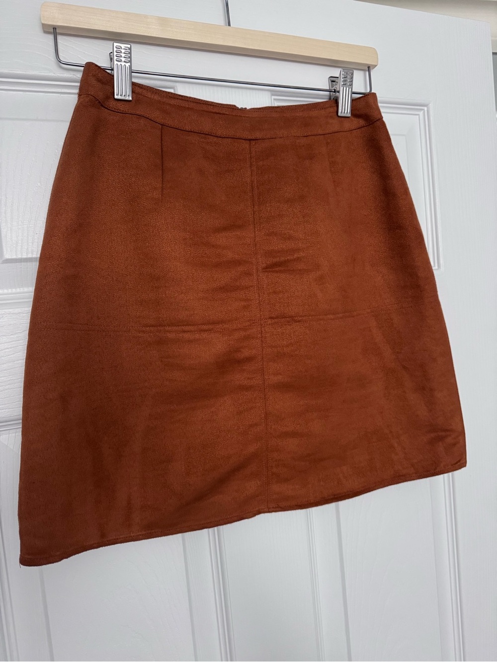 TWIK Women's Suede A-Line Skirt Rust Brown